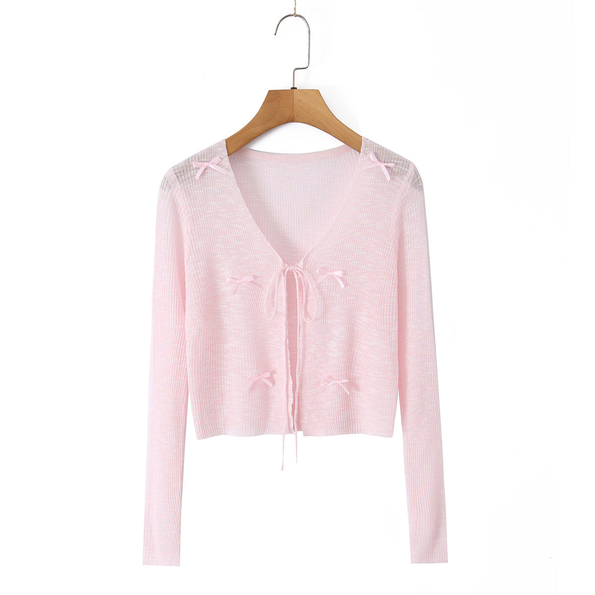 Hollow Sweet Bow Tie Soft Gentle Lightweight Top Outerwear Women
