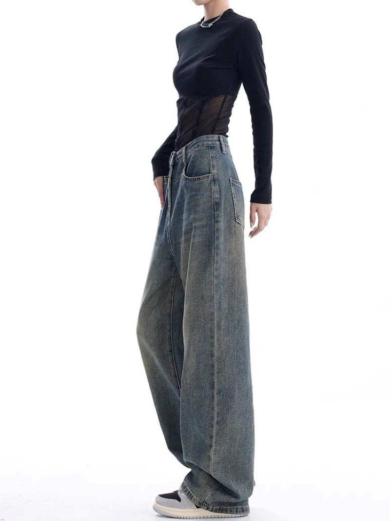 Women's retro baggy wide-leg jeans