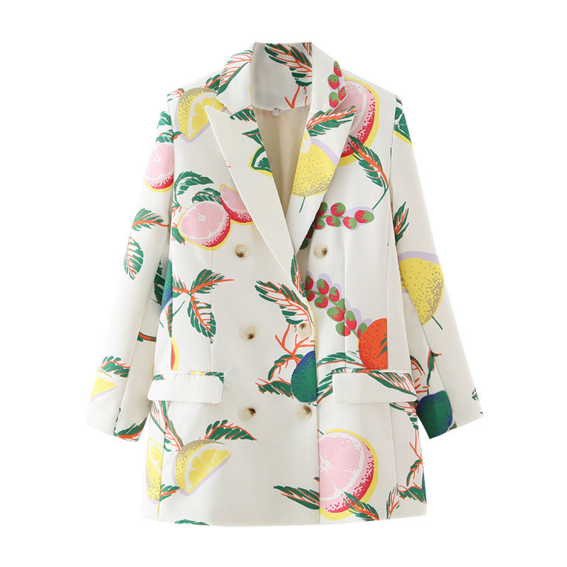 Versatile fresh fruit printed suit jacket