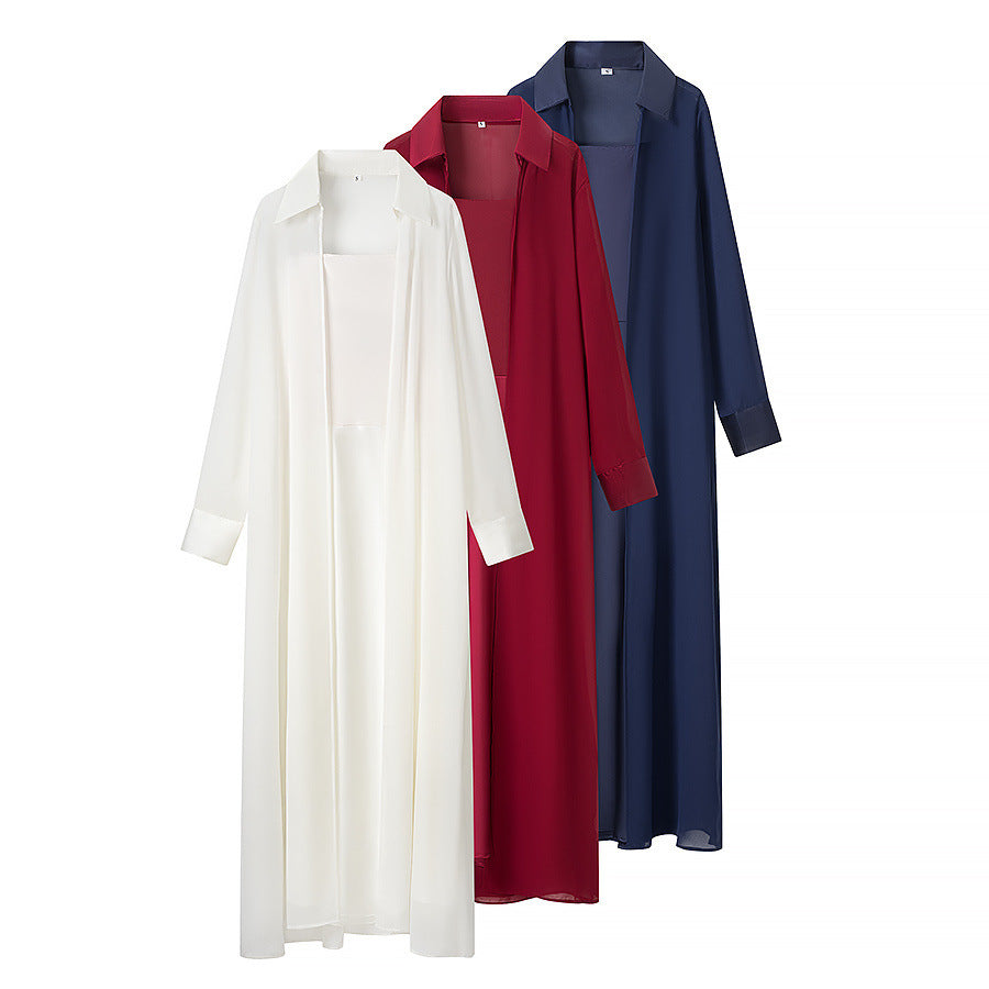Elegant Perspective Long Sleeve Hoodie and Long Skirt Set