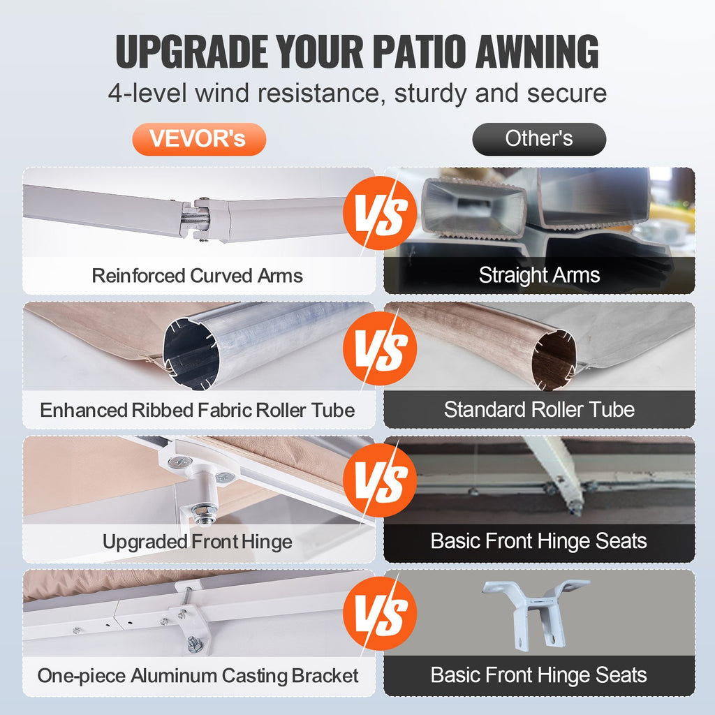 Manual Retractable Patio Awning 12 x 10 ft, Water-Resistant - image 5
