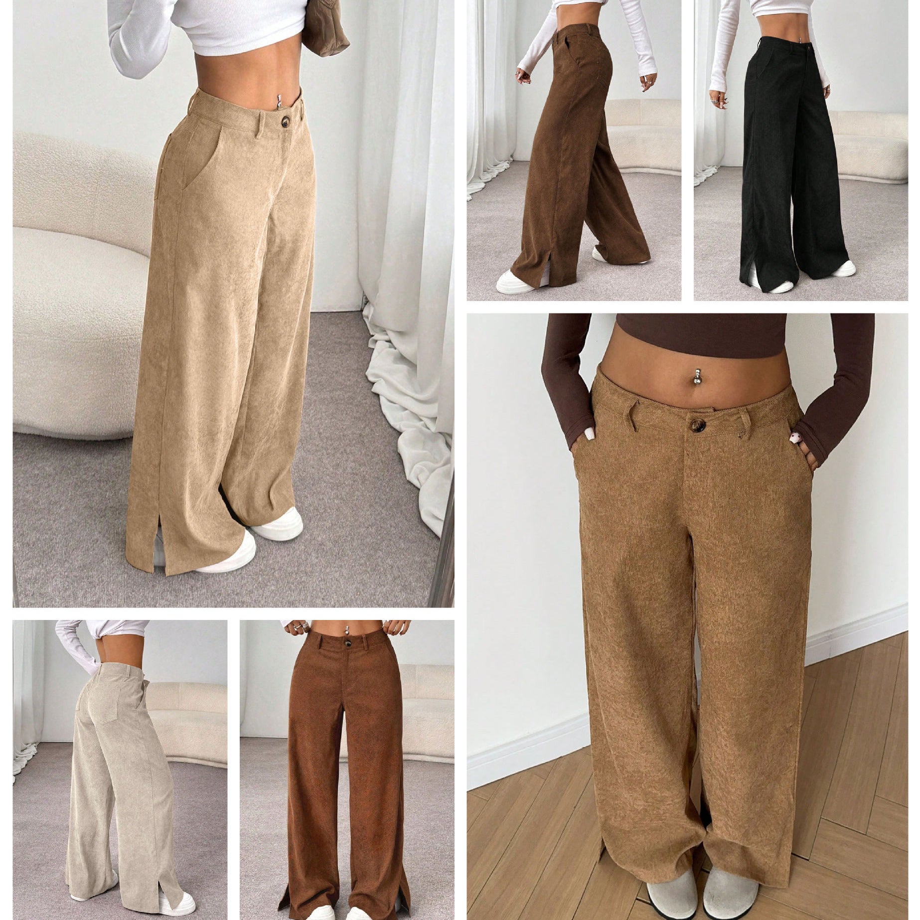 Straight leg wide leg pants