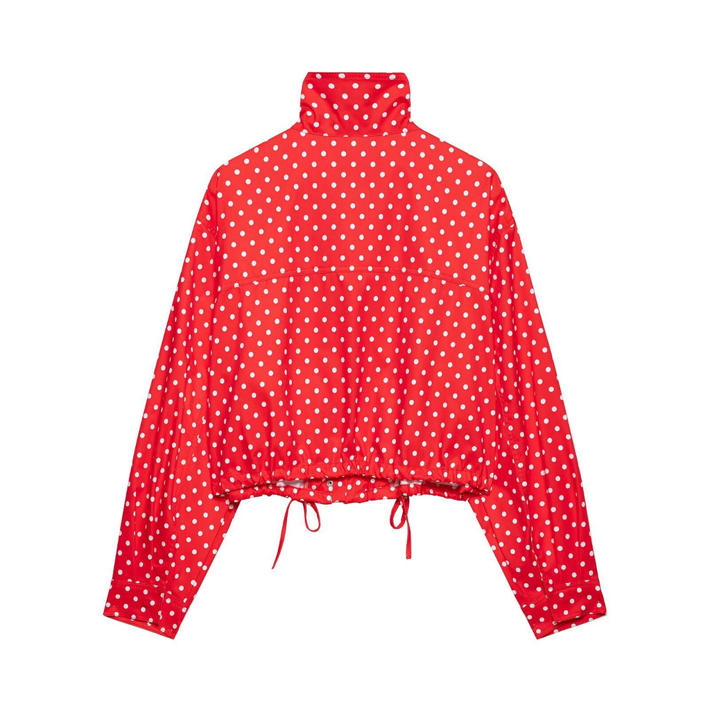 Wave dot bubble sleeve jacket+shorts set
