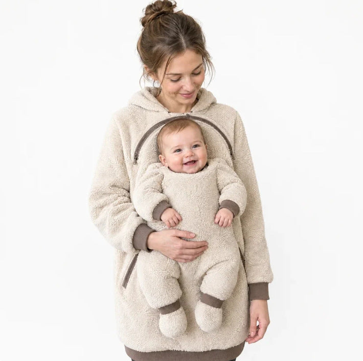 Women's Hoodie With Baby Pockets Design Loose Fit Warm Pullover Sweatshirt For Daily Wear - image 2