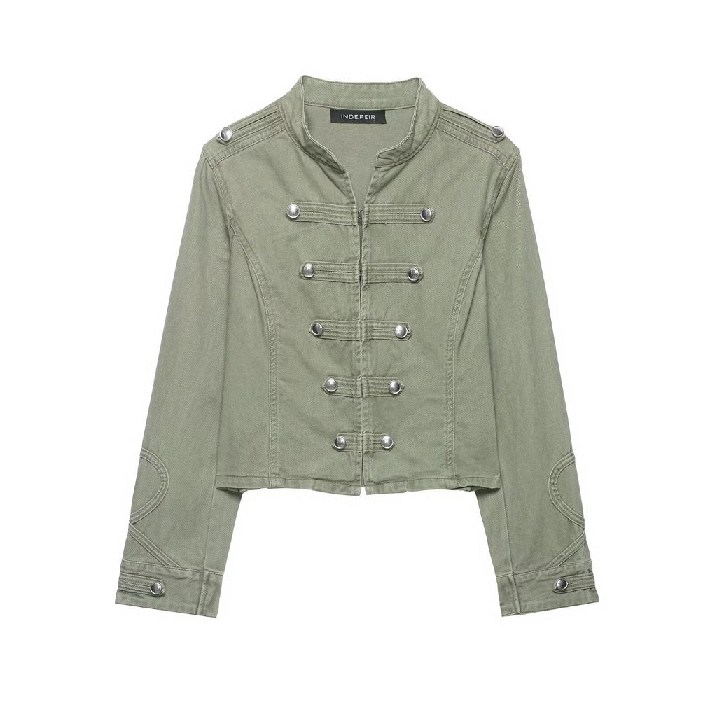 Street button trimmed slim fit jacket