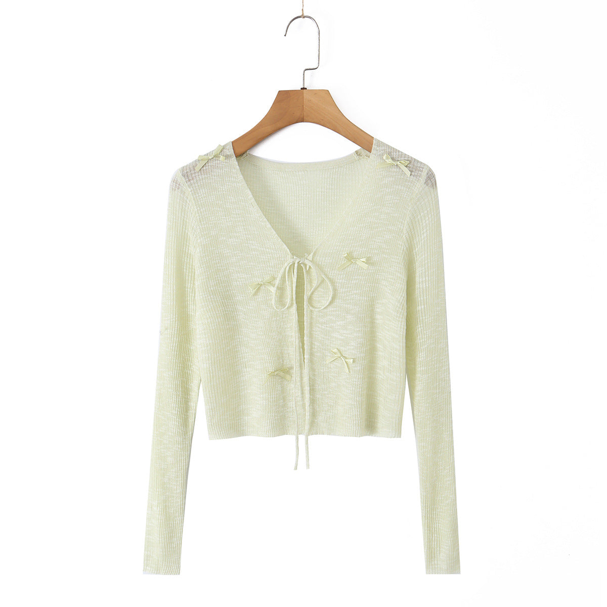 Hollow Sweet Bow Tie Soft Gentle Lightweight Top Outerwear Women