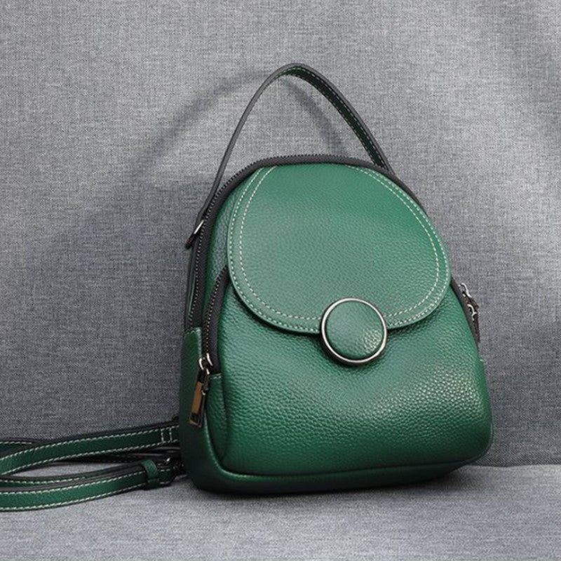 Women's leather mini fashion backpack in green