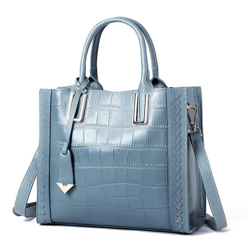 Women's Crocodile-Pattern Cowhide Handbag