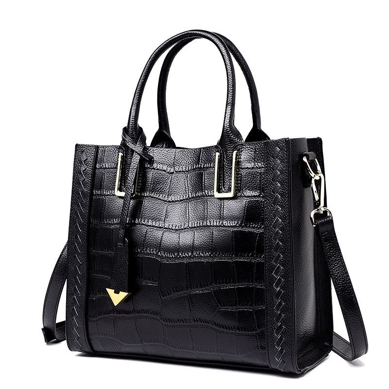 Women's Crocodile-Pattern Cowhide Handbag