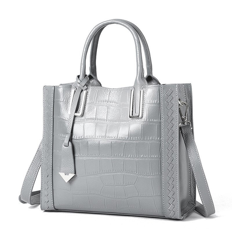Women's Crocodile-Pattern Cowhide Handbag