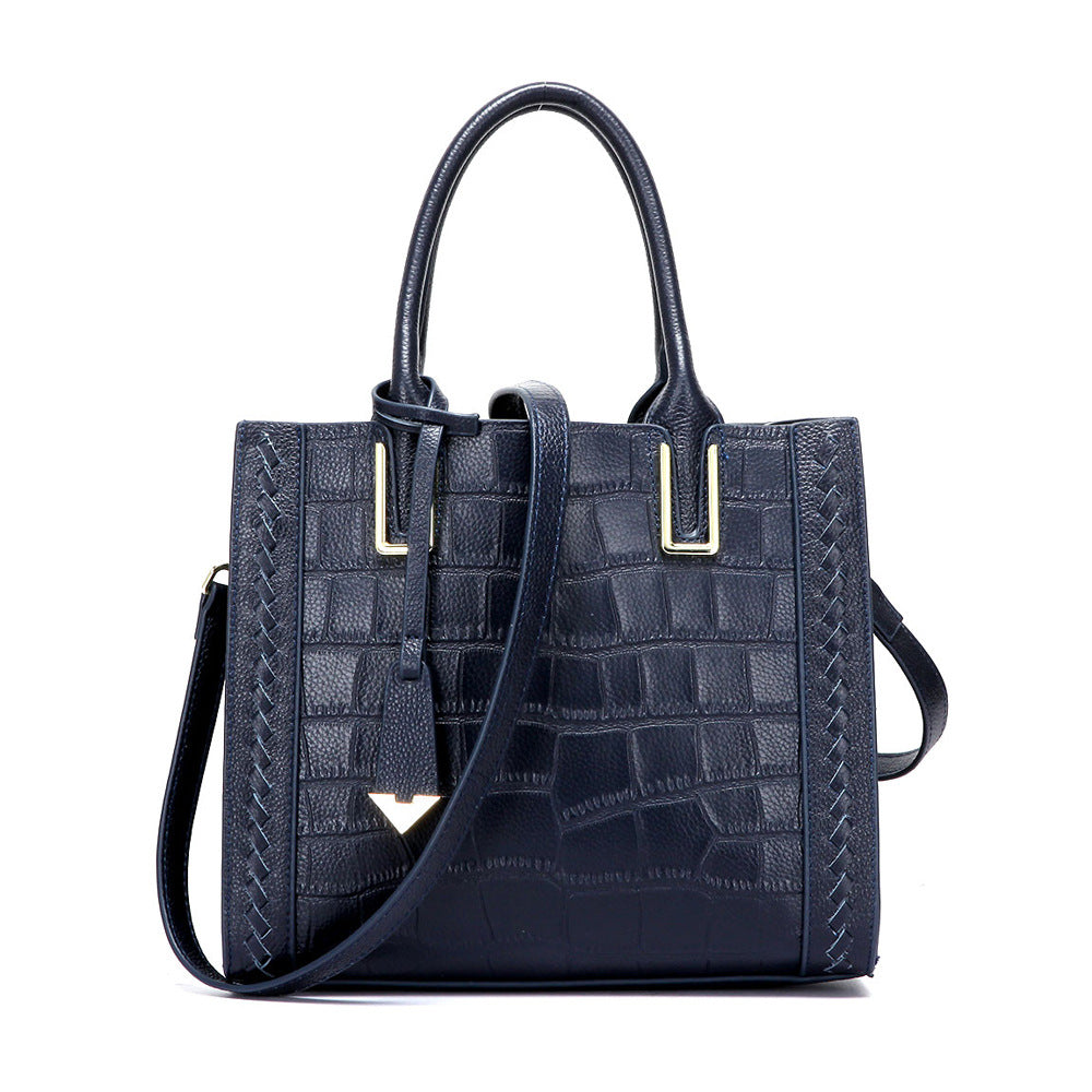 Women's Crocodile-Pattern Cowhide Handbag