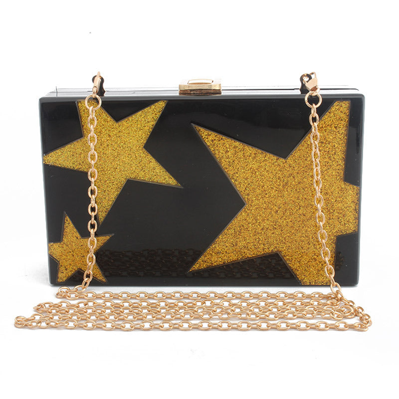 Women's star acrylic evening box clutch