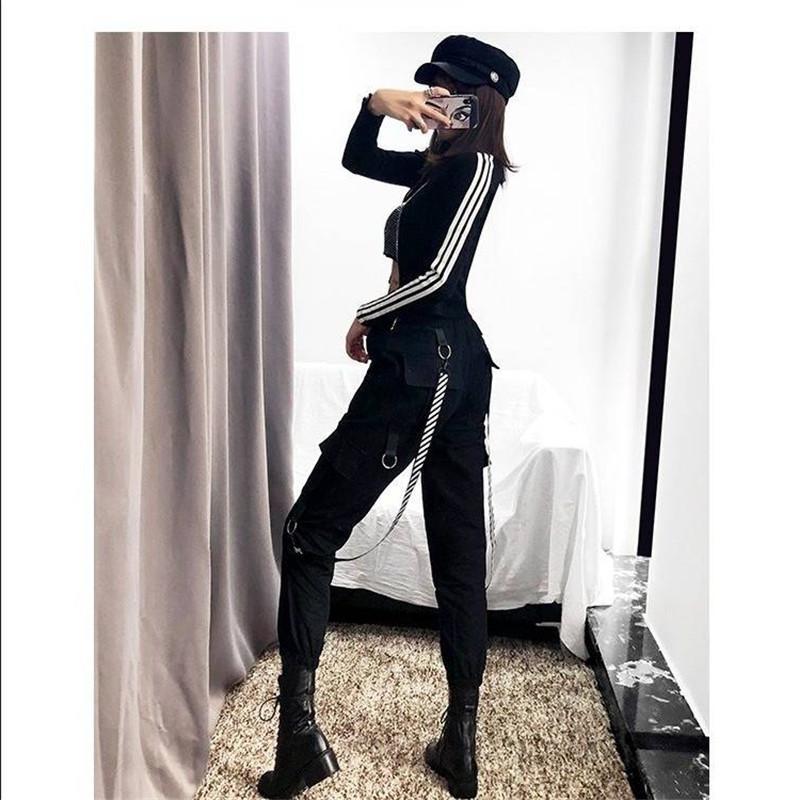 Women's black streetwear cargo joggers