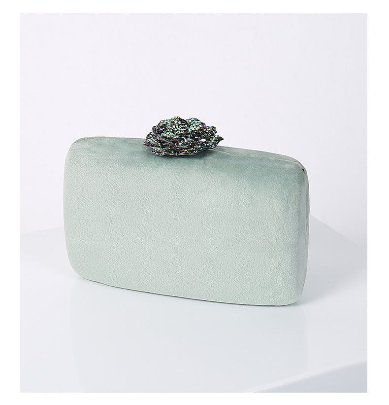 Suede evening clutch detail