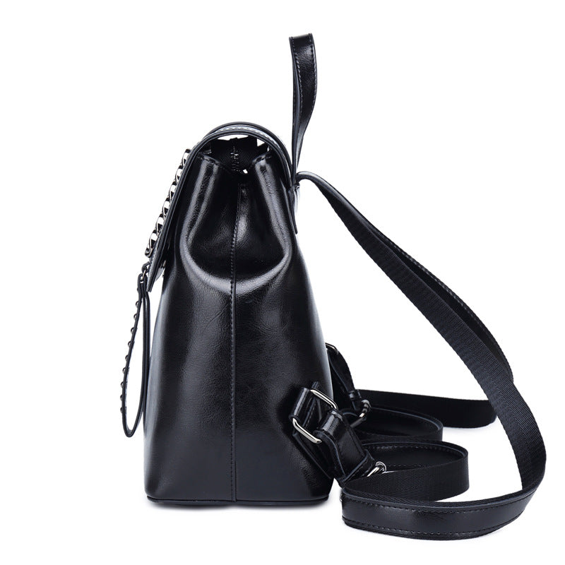 Leather fashion backpack back view