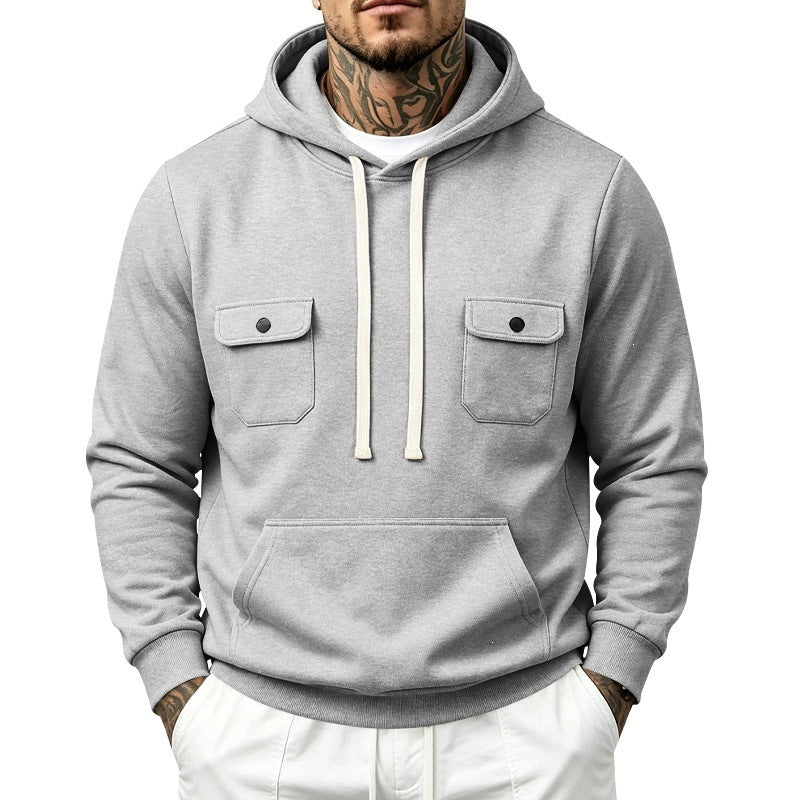 Knitted Hoodie With Multiple Pockets Loose-fit Workwear Style With A Hood - image 2