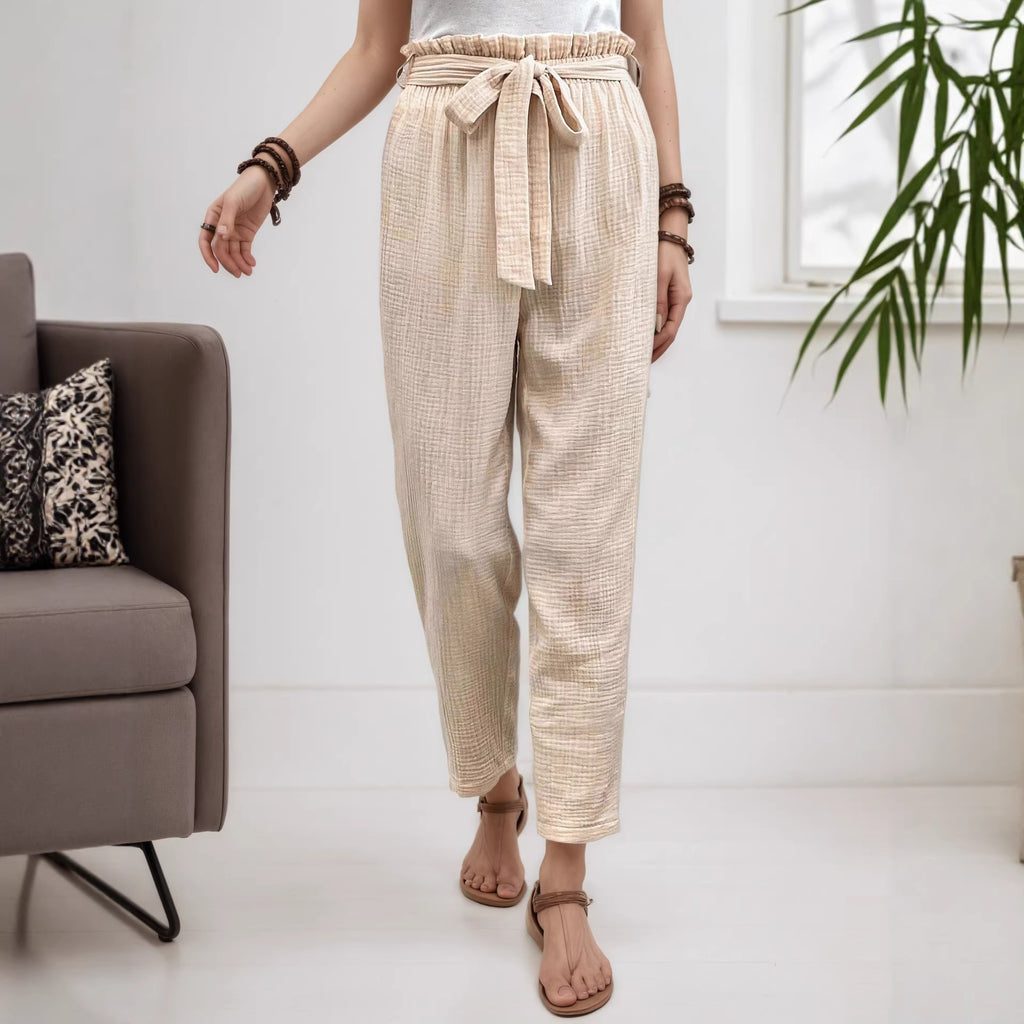 Wide leg tie pants