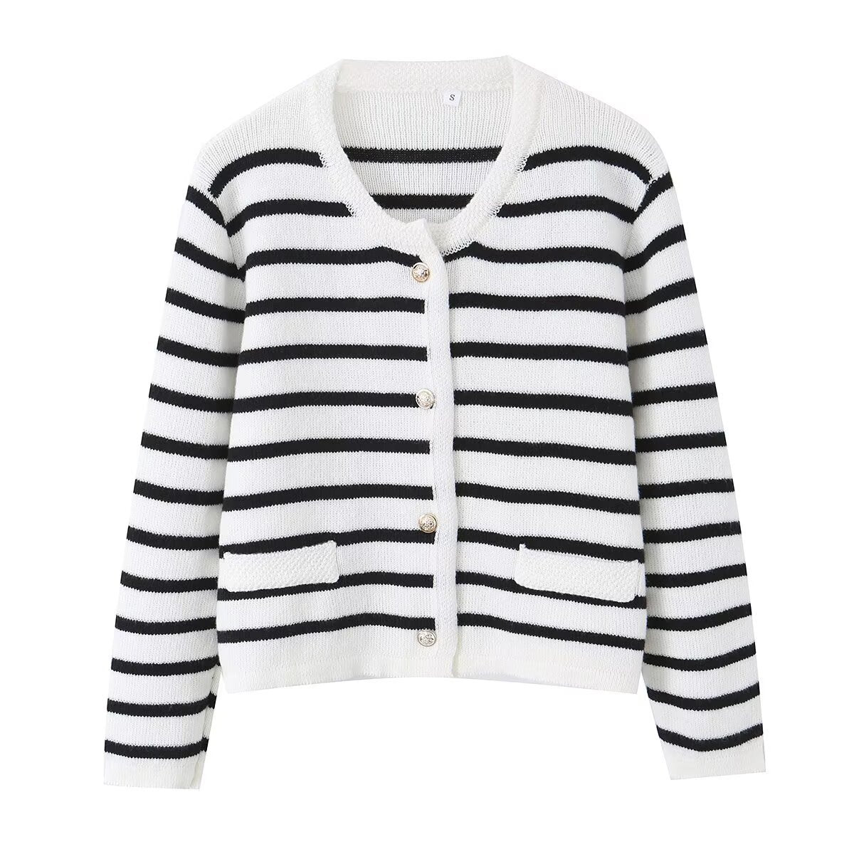 Summer striped knitted jacket for women's clothing