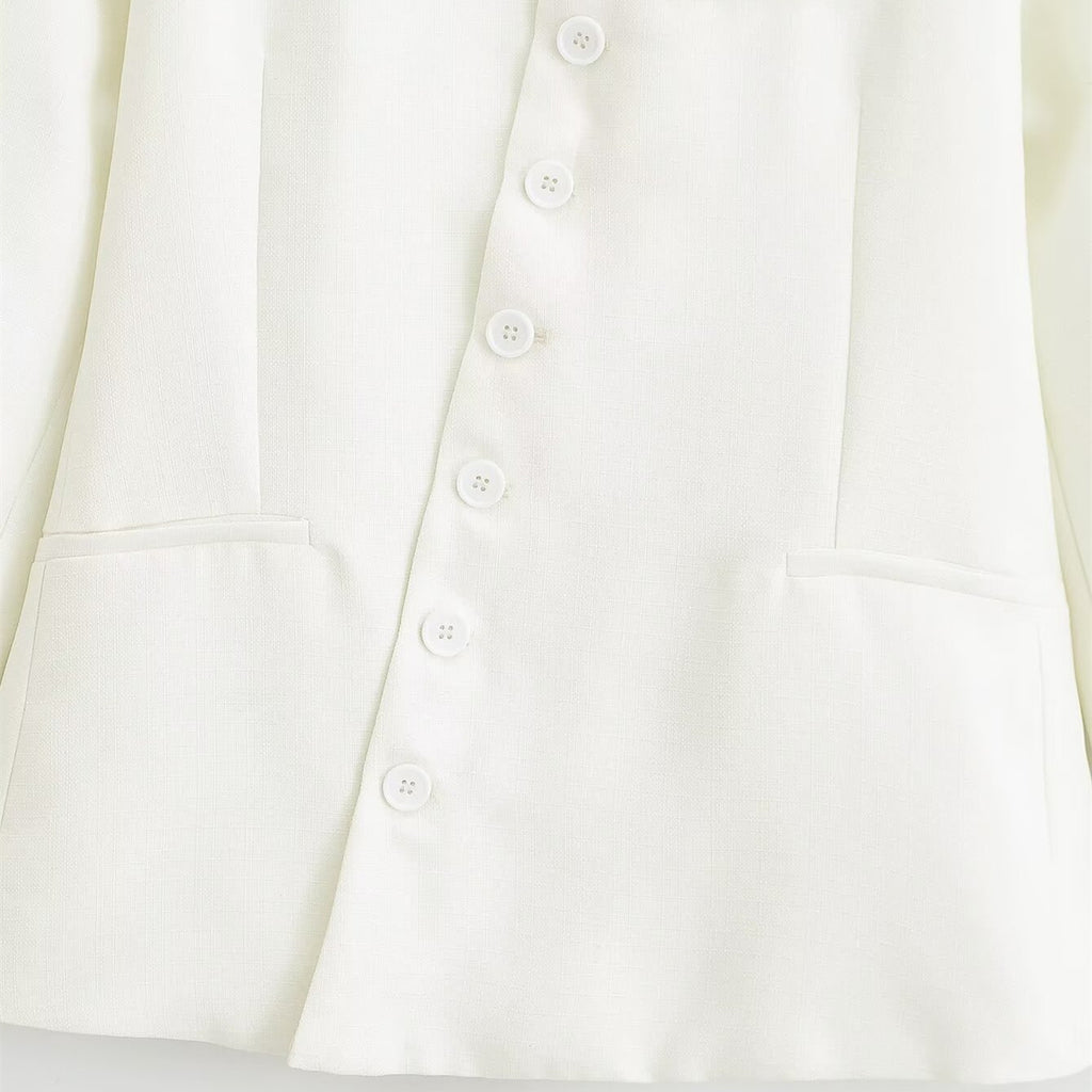Commuting style diagonal breasted stand up collar jacket