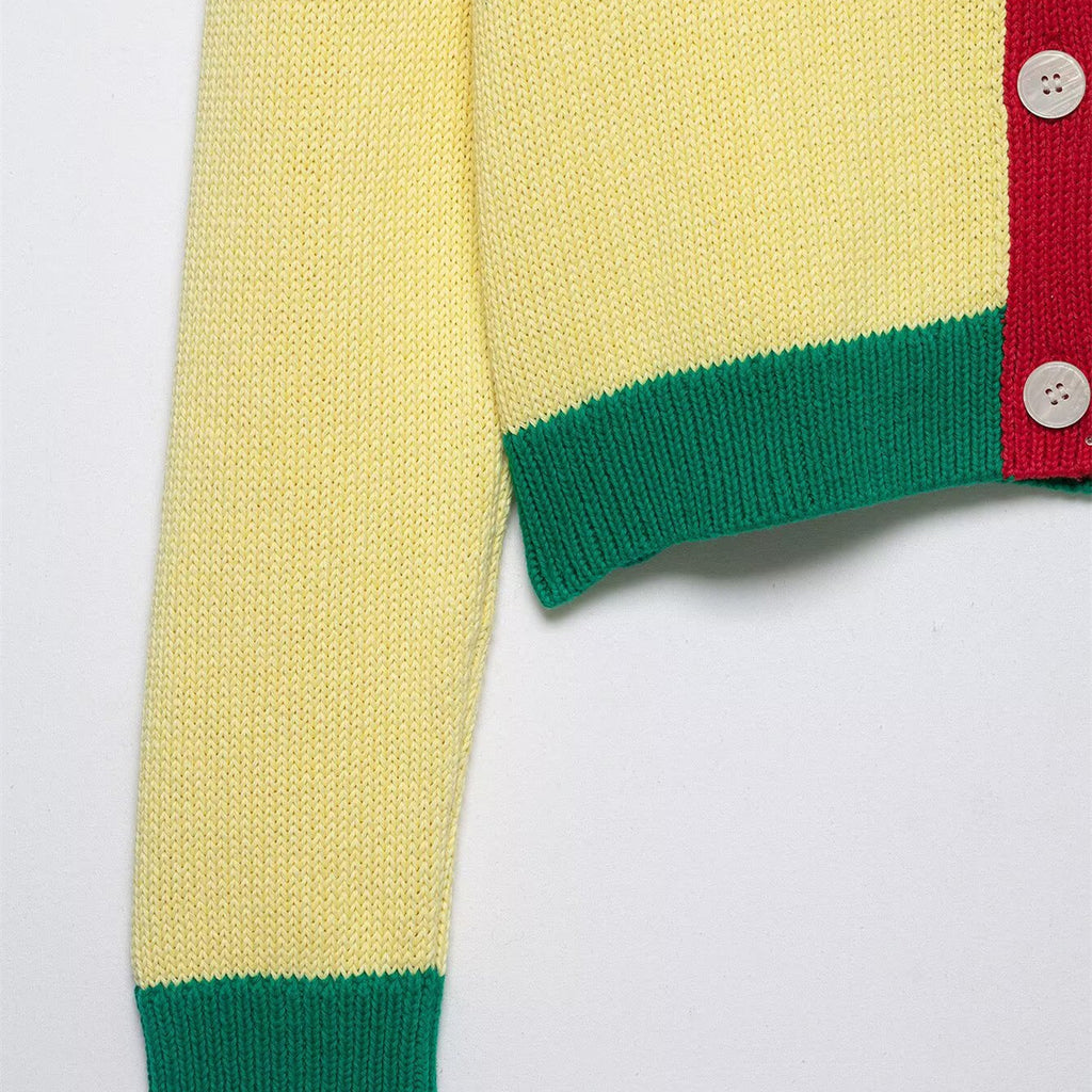 Street Versatile Color blocked Knitted Jacket
