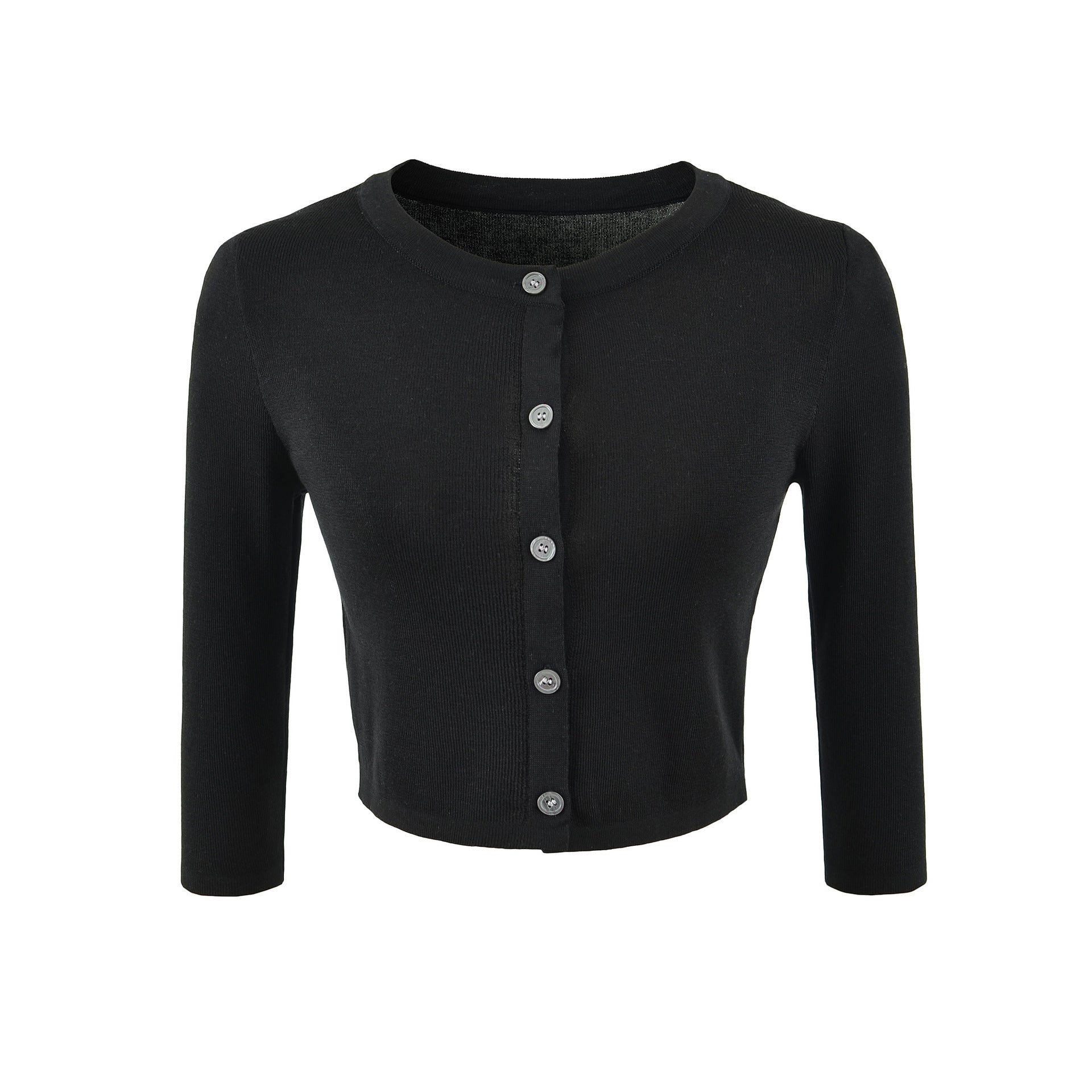 Shirt Mid-Sleeve Lightweight Knit Cardigan Light and Elegant Simple Round Neck Sun Protection Jacket
