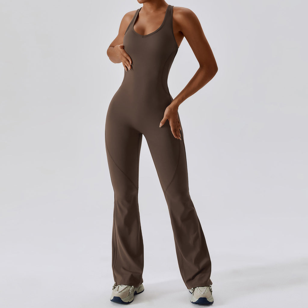 Sleeveless slim fit long pants jumpsuit