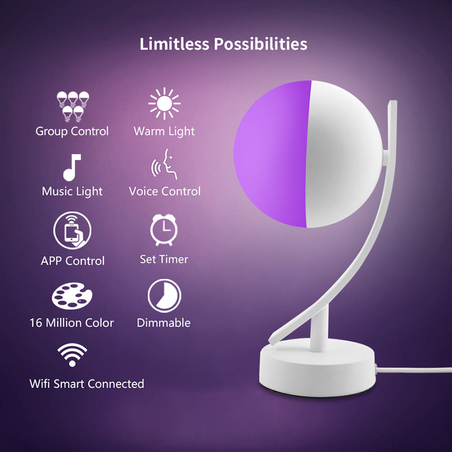 WiFi Smart LED Table Lamp – 16 Million Colors, App and Voice Control (Alexa & Google Home)
