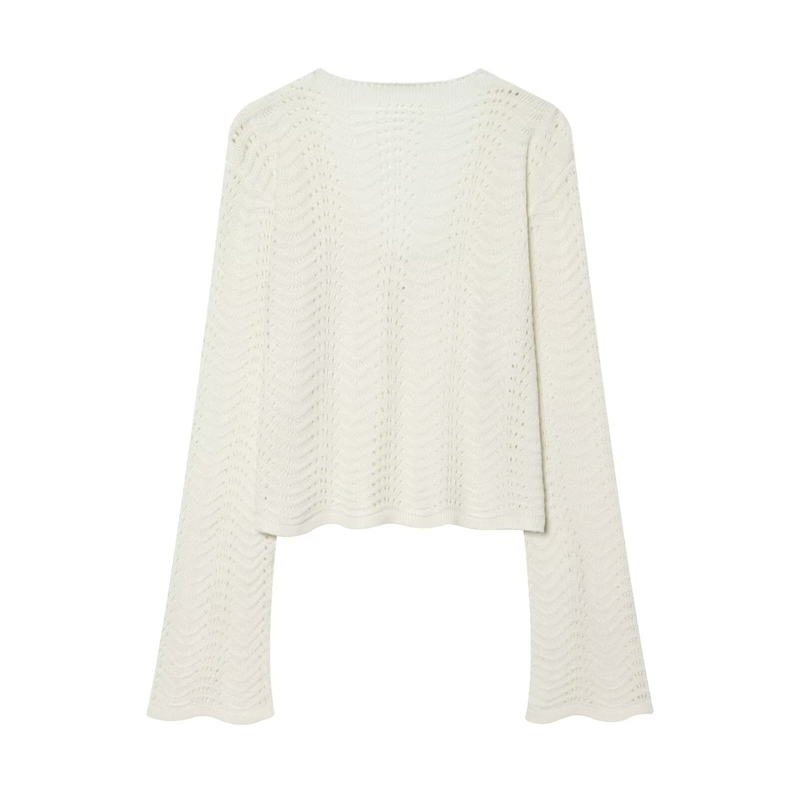 Long Sleeve Knit Hollow Out Top with Bodycon Skirt Set , Lace Trim Sun Protection Cardigan Long Dress