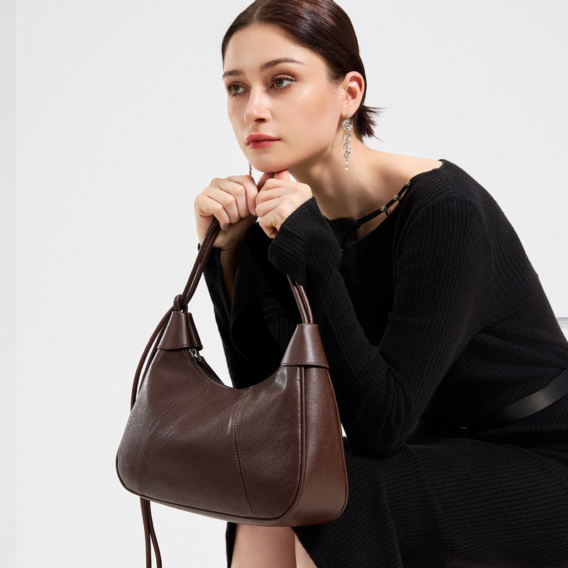 Women's vegetable-tanned leather crossbody shoulder bag