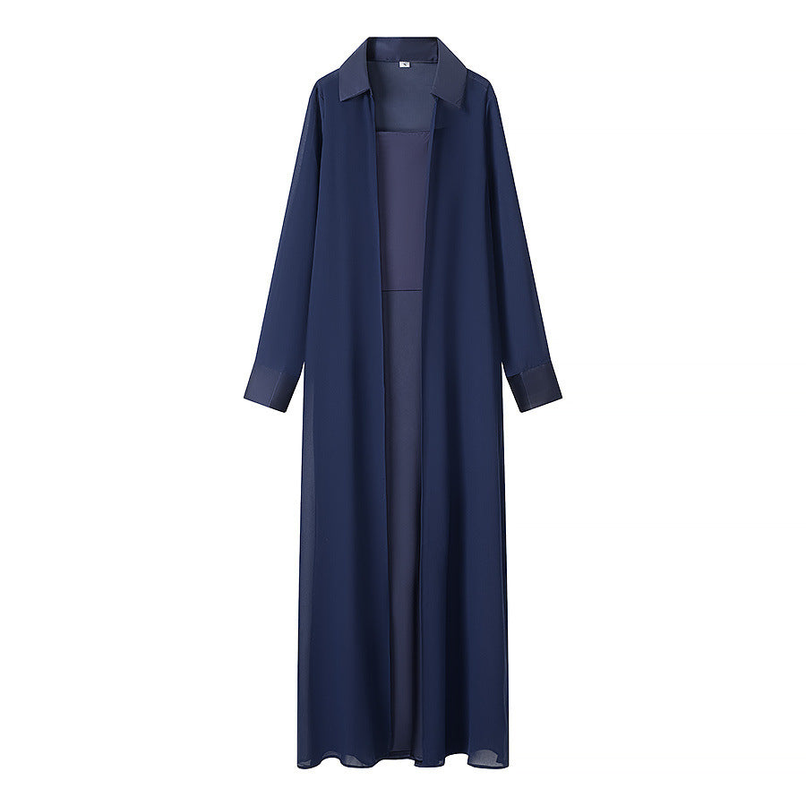 Elegant Perspective Long Sleeve Hoodie and Long Skirt Set
