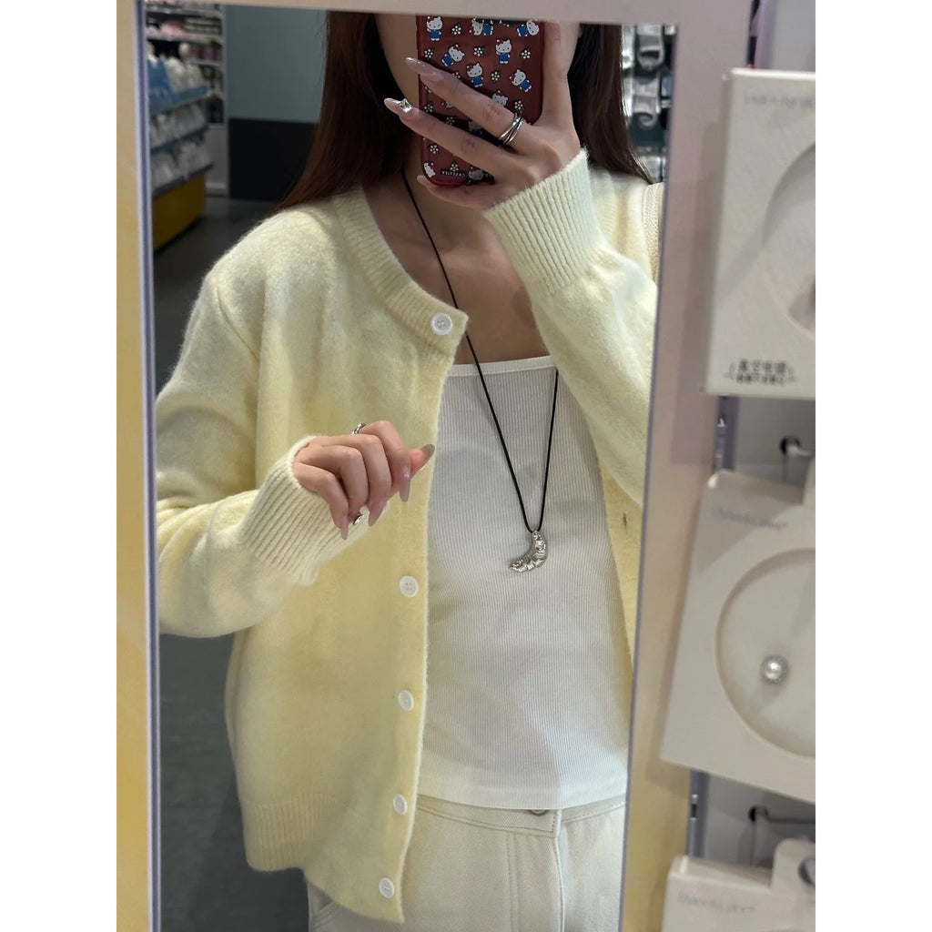Soft Knit Cardigan with Single Button Closure