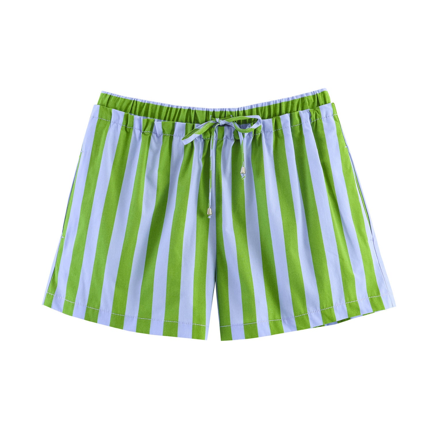 Striped women's casual top+shorts set