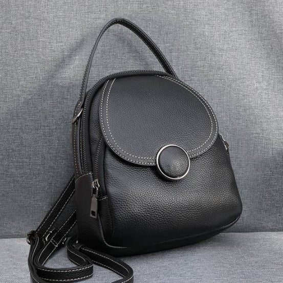 Leather mini backpack in black