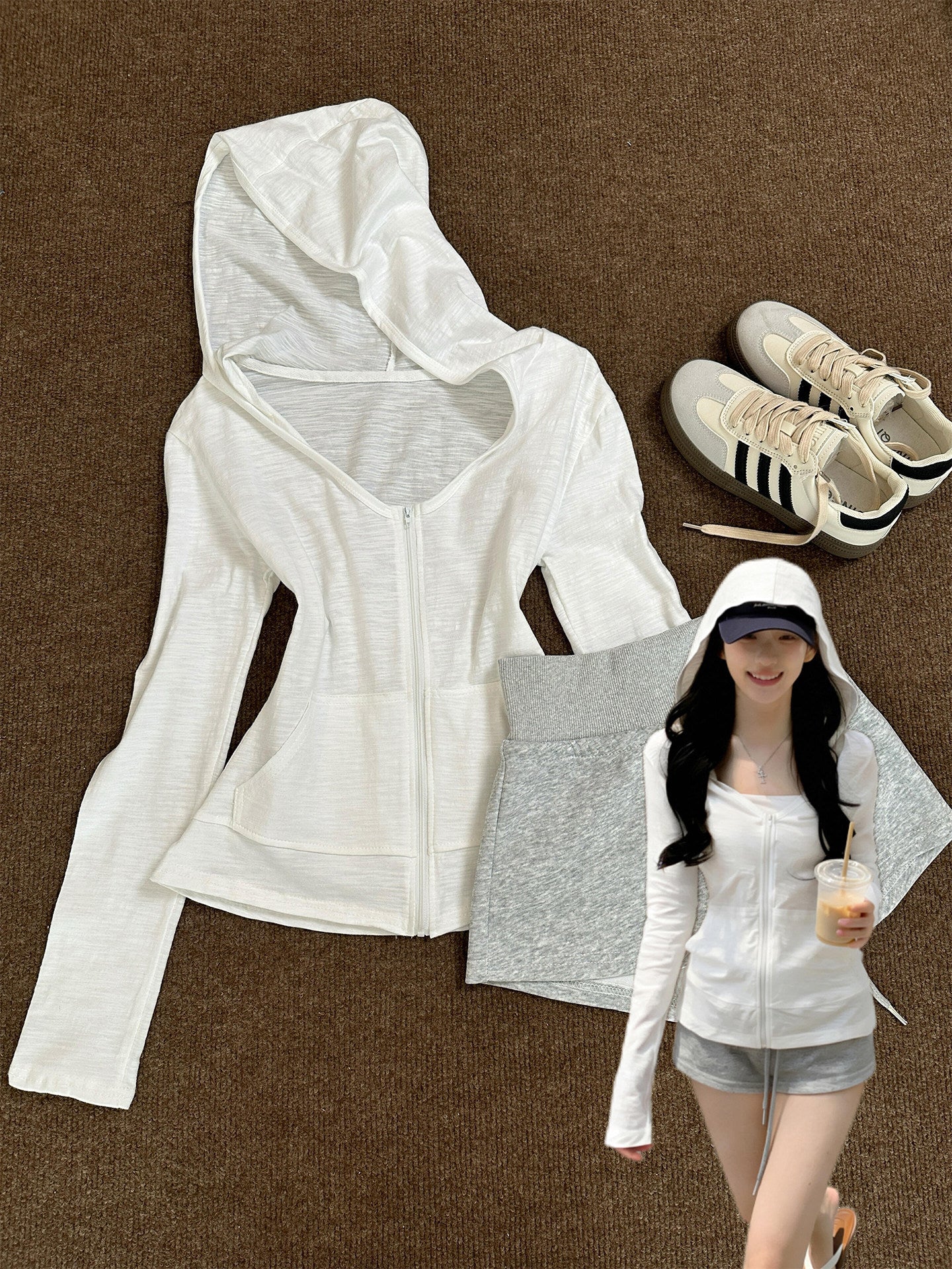 Bamboo Cotton Hooded Zip-Up Sun Protection Cardigan for Women
