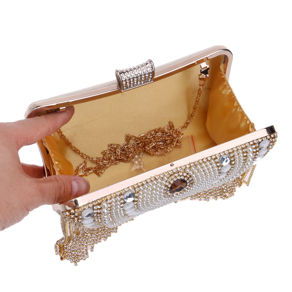 Beaded evening clutch open view