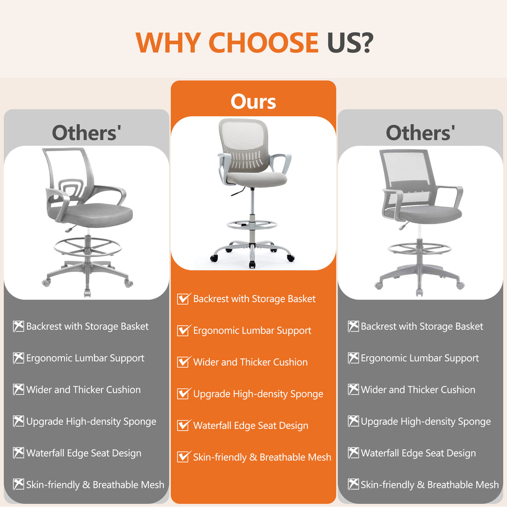 Tall Office Drafting Chair for Standing Desk