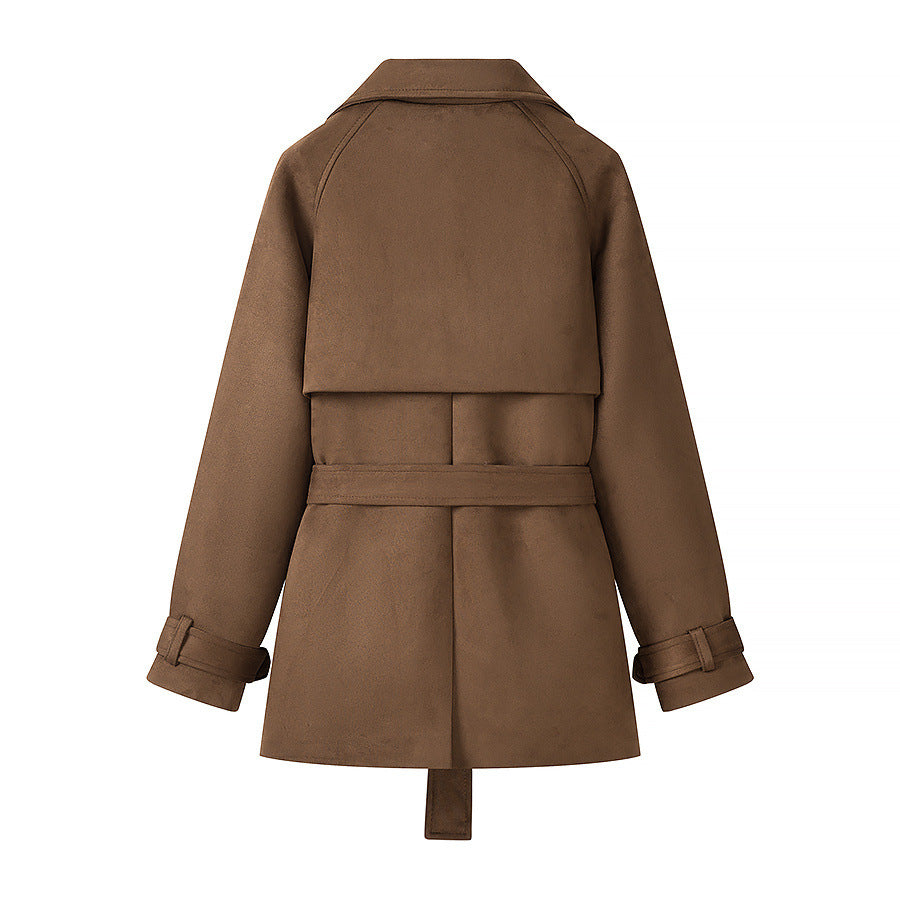 Commuting style elegant lace up waist cinching short jacket