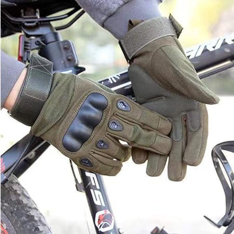 Outdoor hard knuckle tactical gloves with adjustable wrist