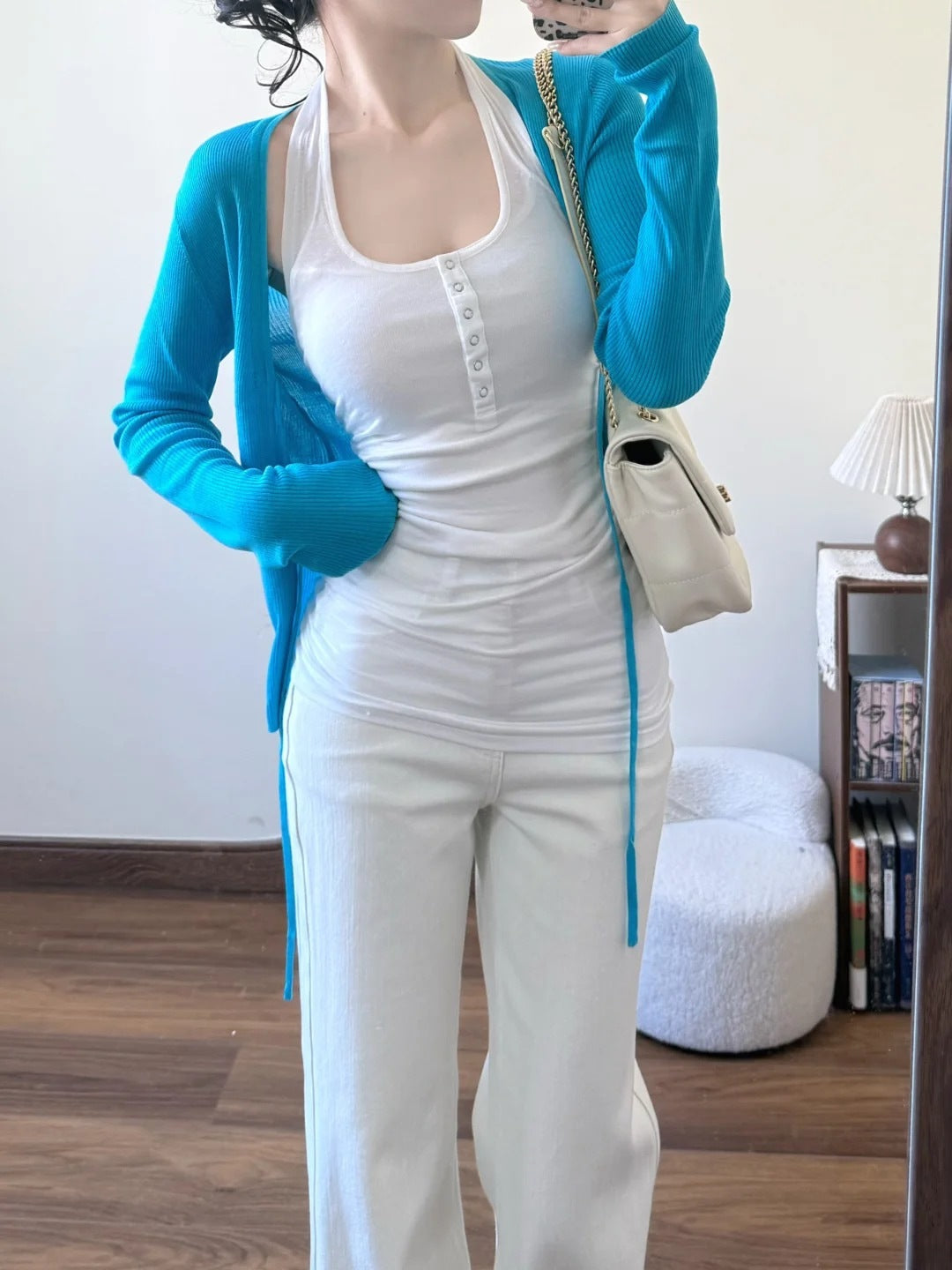 Lightweight Tie-Neck V-Neck Knit Cardigan for Women