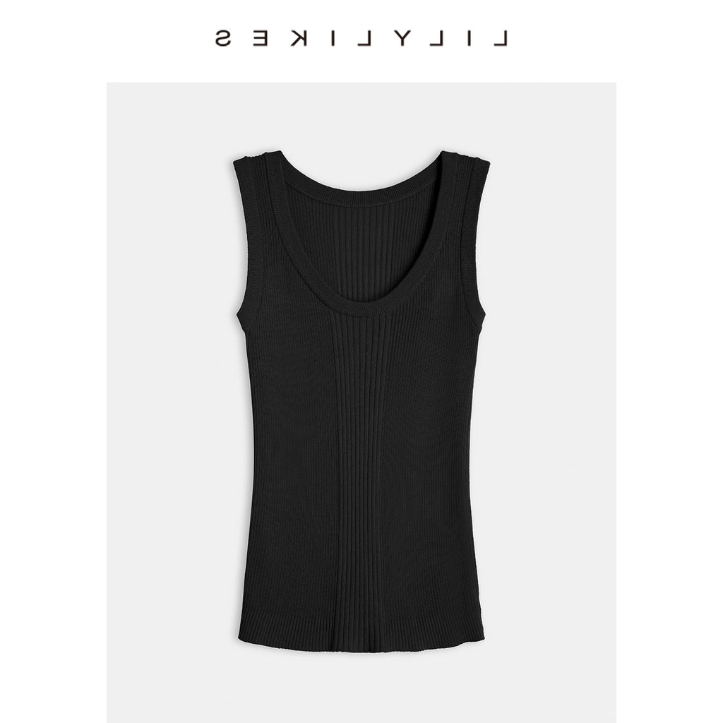 Ribbed Knit Vest - Multi-color Basic Layering Vest for Casual Wear, Travel, and Photography, Silk and Wool Blend