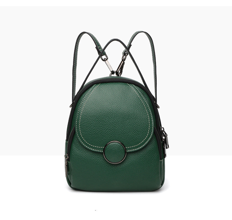 Leather mini backpack in green