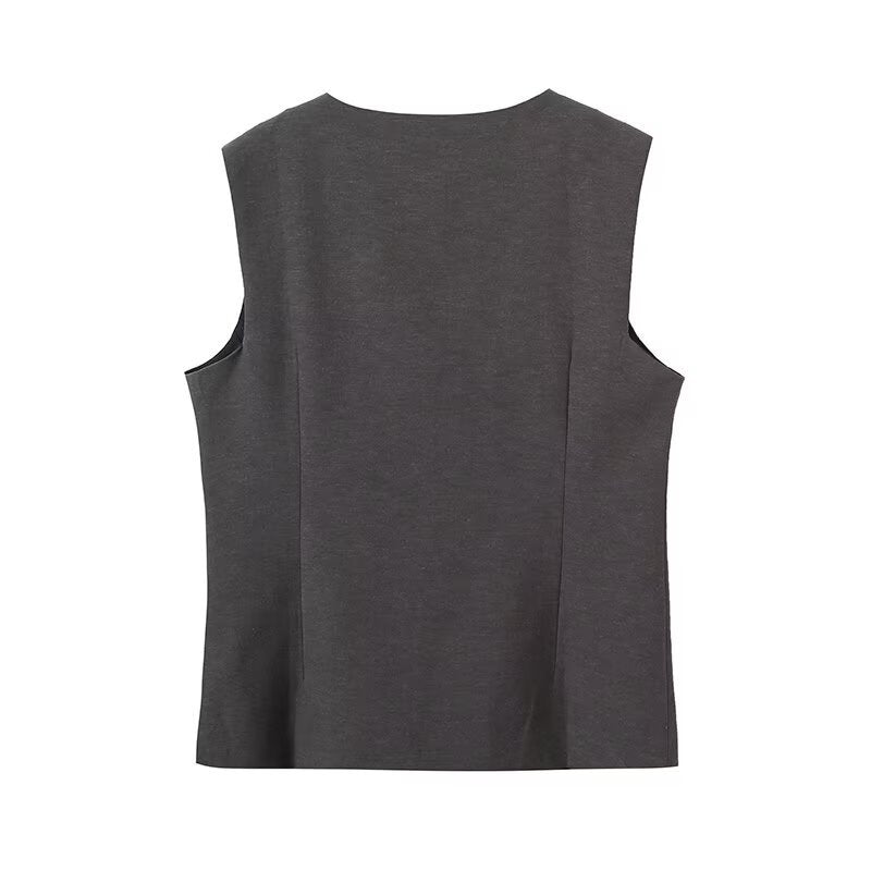 Double breasted vest+buckle loose shorts set