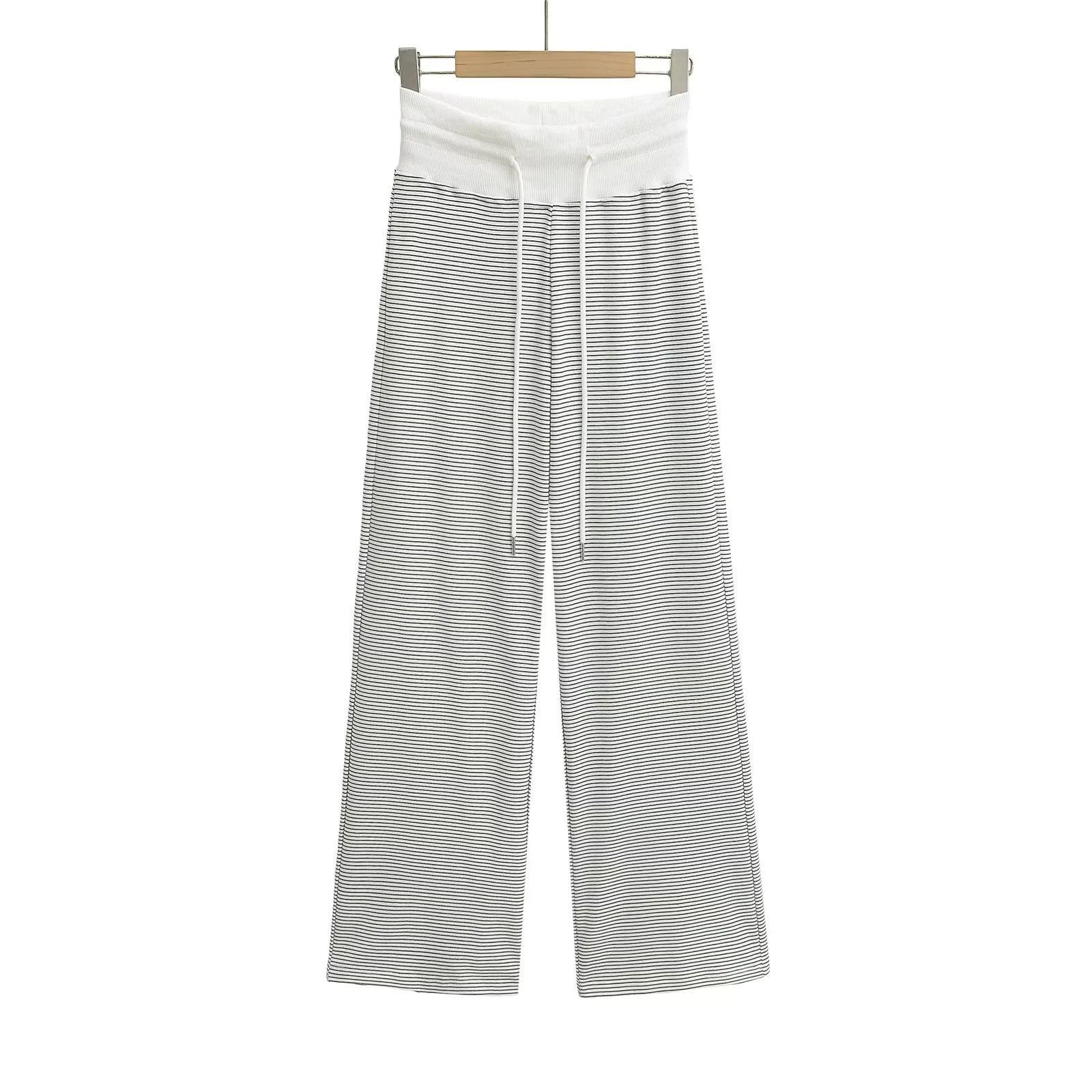 Striped wide leg pants