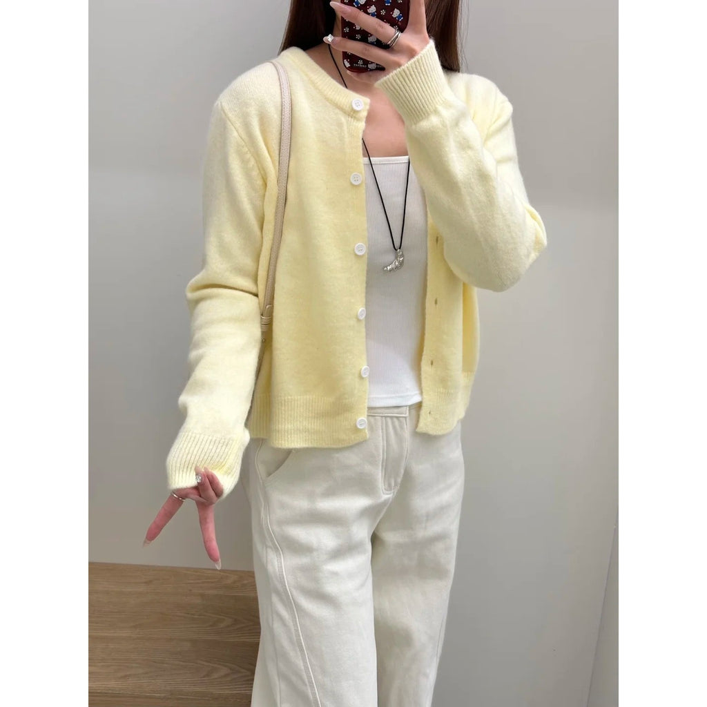 Soft Knit Cardigan with Single Button Closure