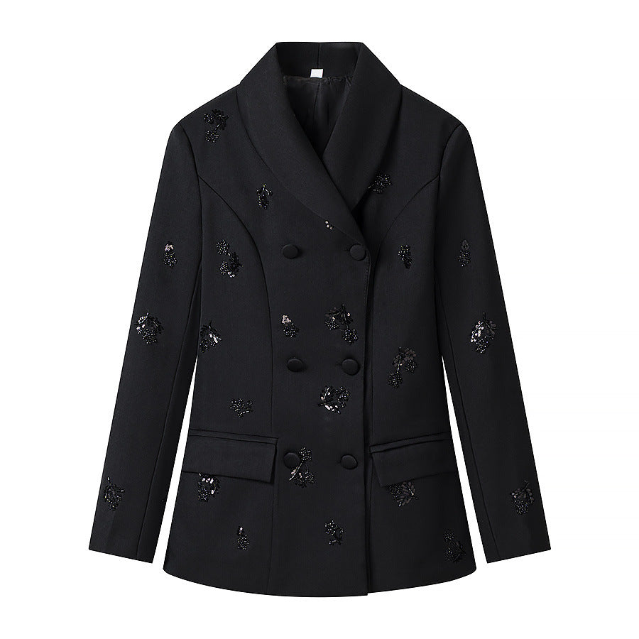 Elegant suit jacket+suit straight leg pants set