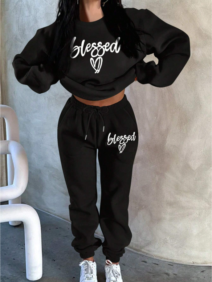 Two-Piece Fleece Set Black