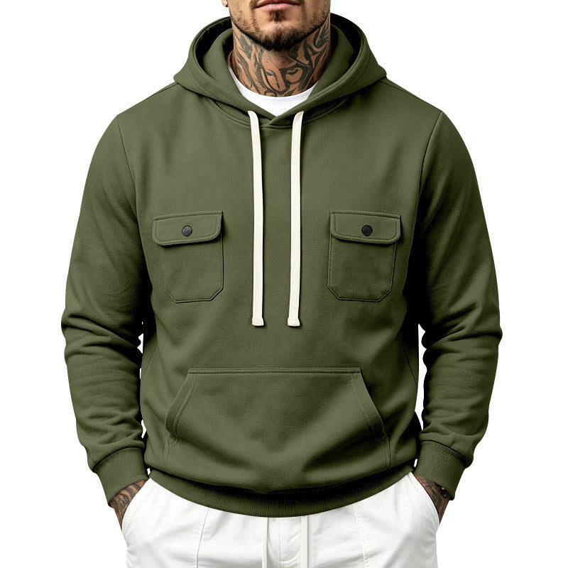 Knitted Hoodie With Multiple Pockets Loose-fit Workwear Style With A Hood - image 5