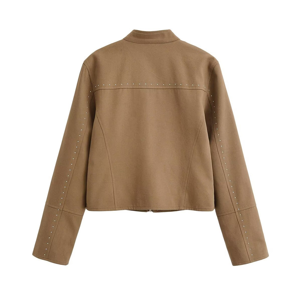 Summer street standing collar studded jacket