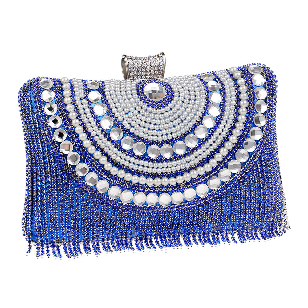 Beaded evening clutch in blue