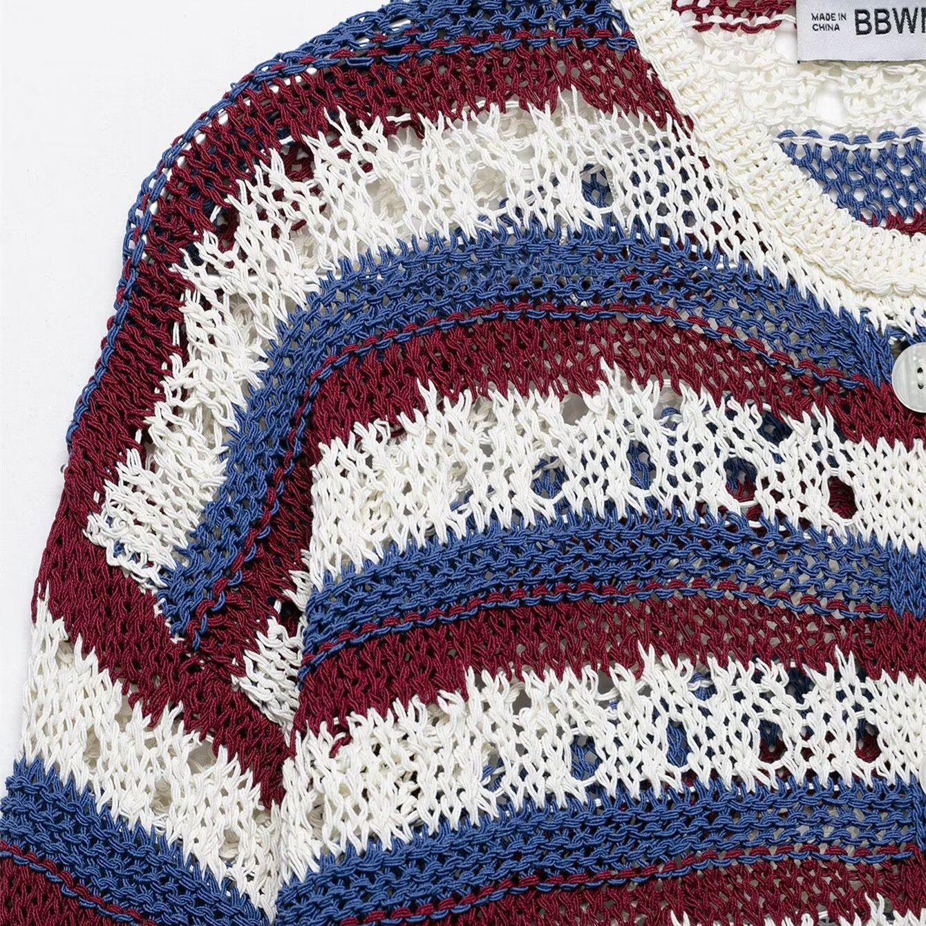 Hollow striped knitted jacket for women's clothing